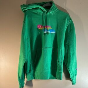 Champion Green Hoodie with Multicolor Logo
